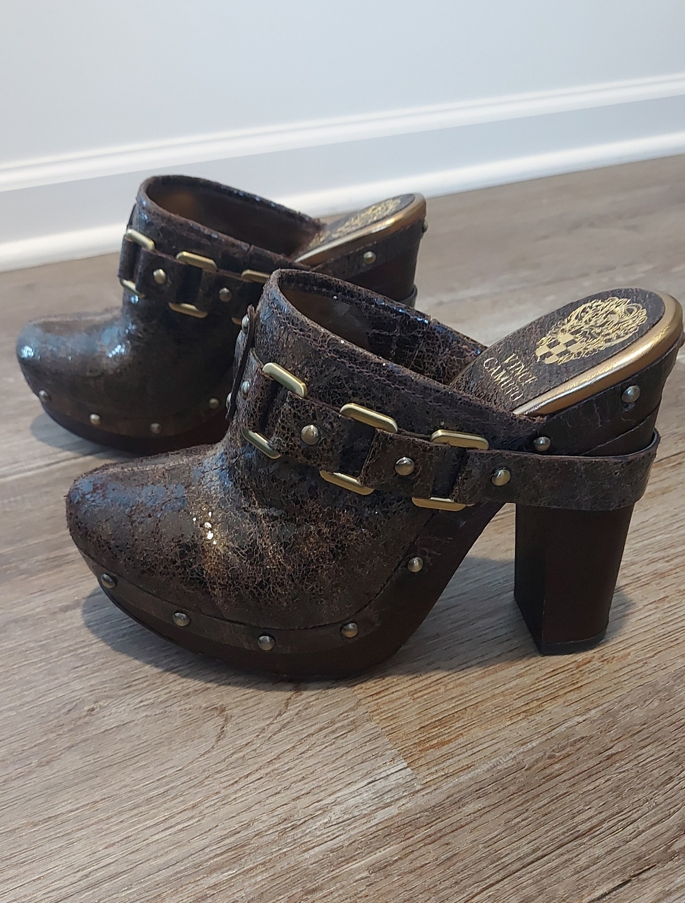 Vince Camuto All Leather Women Shoes Mules Clogs Sabo Heels Stunning